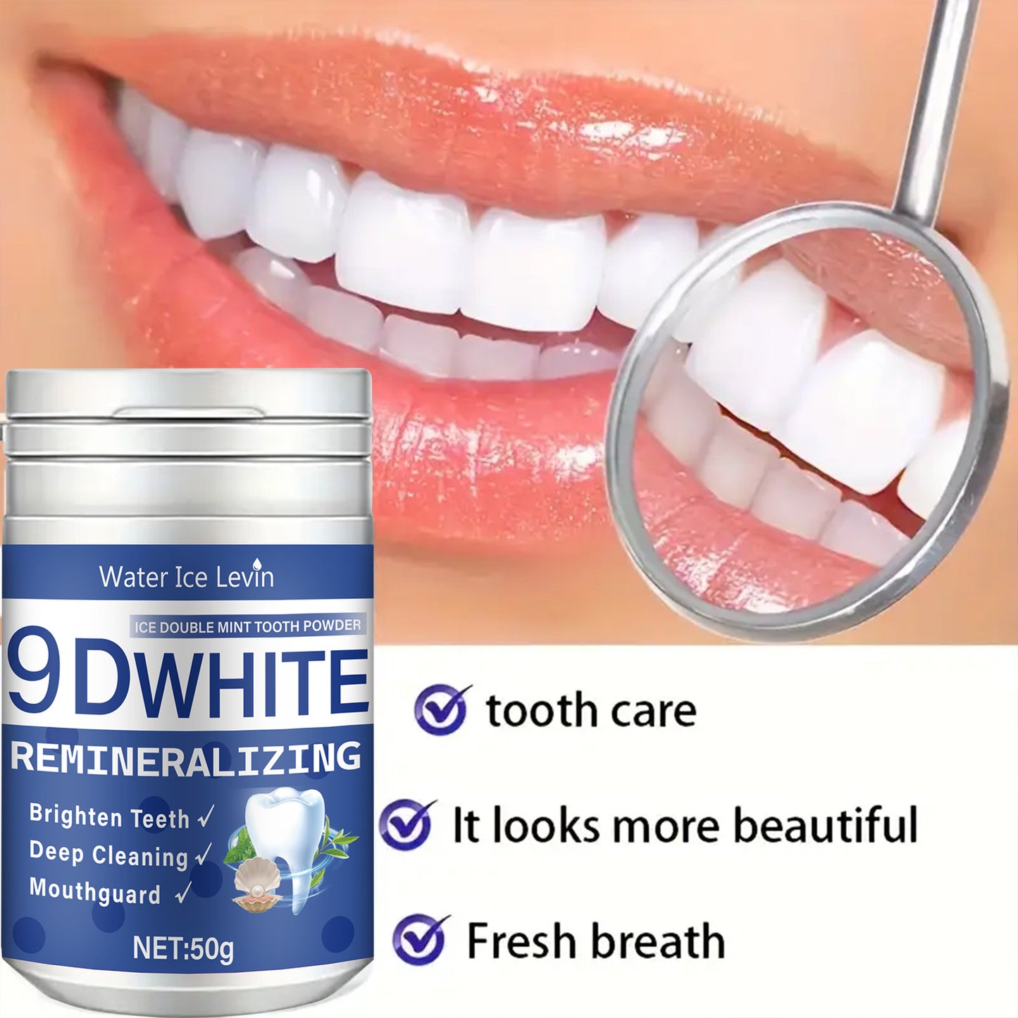 Poudre de Blanchiment Dentaire & Reminéralisante 9D White (50g)